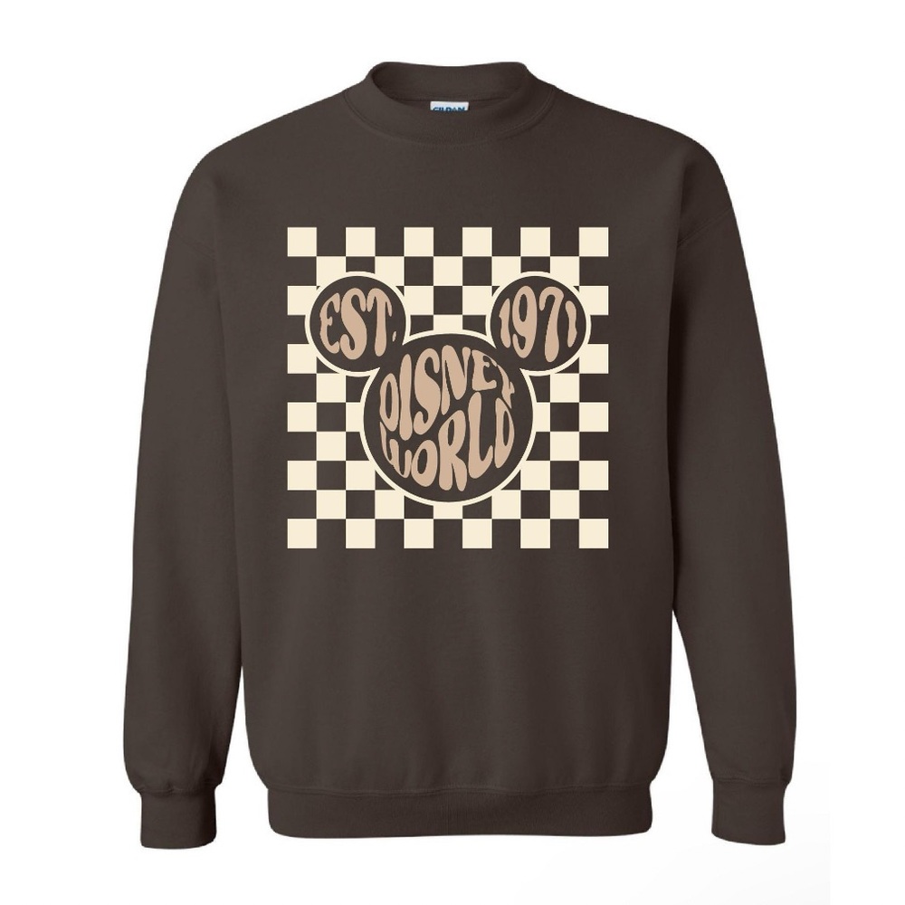 NWT MARHAE Disney World Mickey Graphic Sweatshirt Pullover Brown Size Large